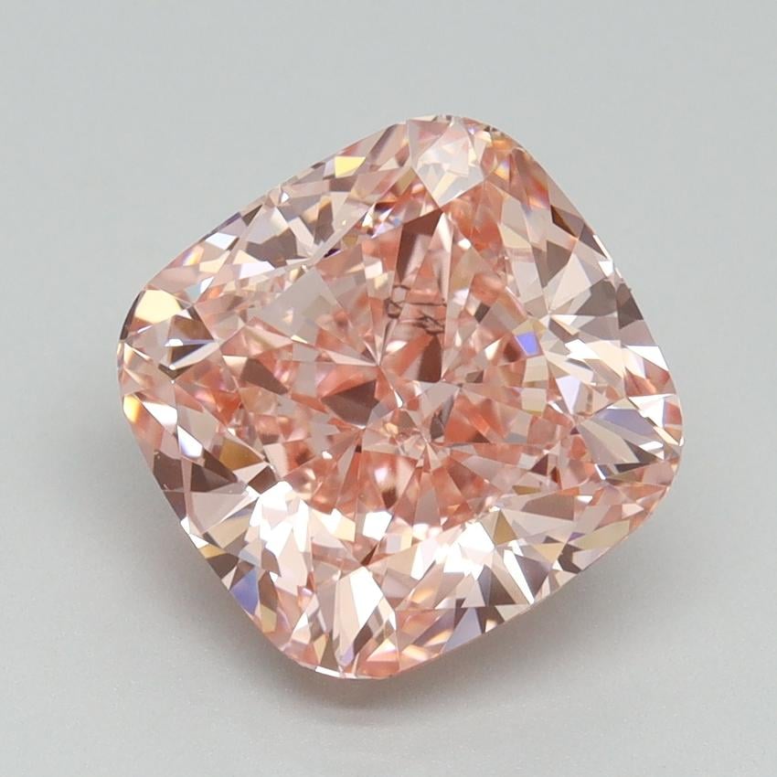 4.00 Ct. Fancy Vivid Pink Cushion Lab Grown Diamond