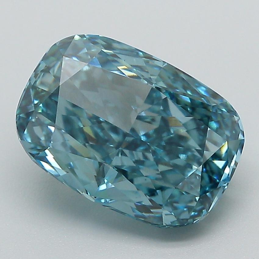 3.76 Ct. Fancy Vivid Blue Cushion Lab Grown Diamond