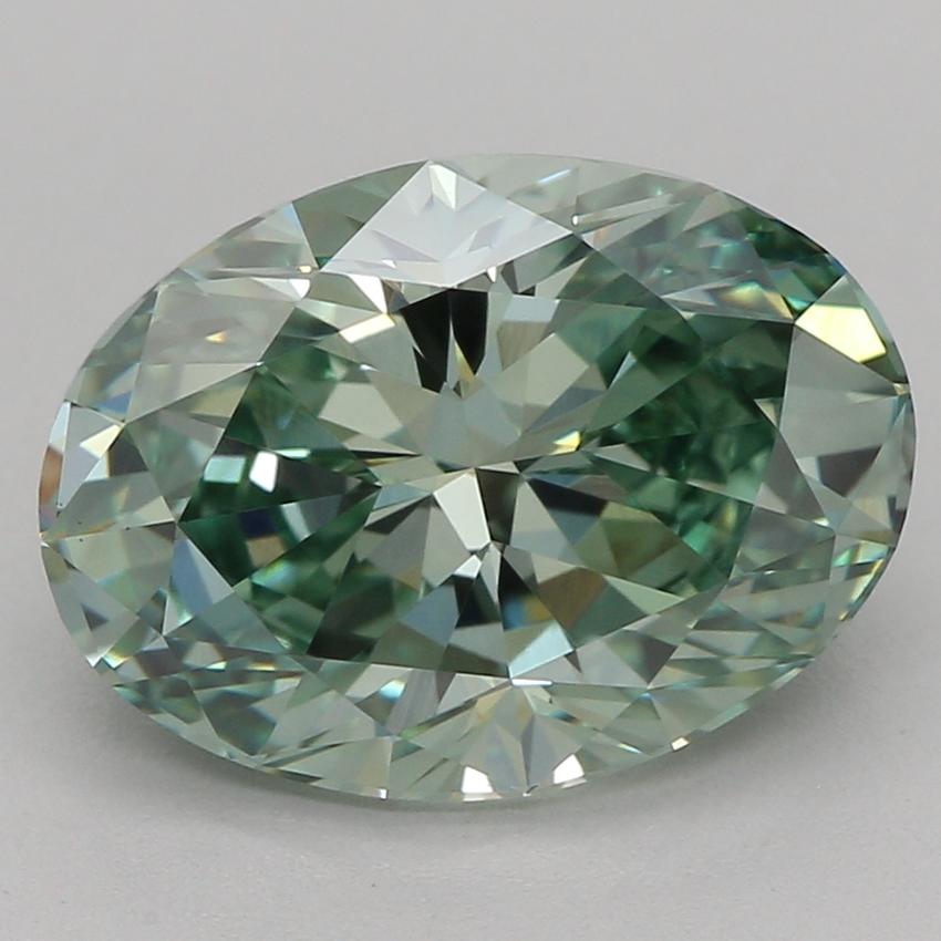 2.58 Ct. Fancy Vivid Green Oval Lab Grown Diamond
