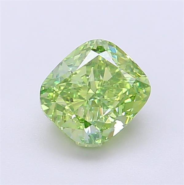 1.09 Ct. Fancy Vivid  Green Cushion Lab Grown Diamond