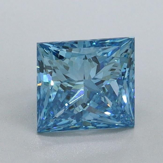 0.91 Ct. Fancy Vivid Malibu Blue Princess Lab Grown Diamond