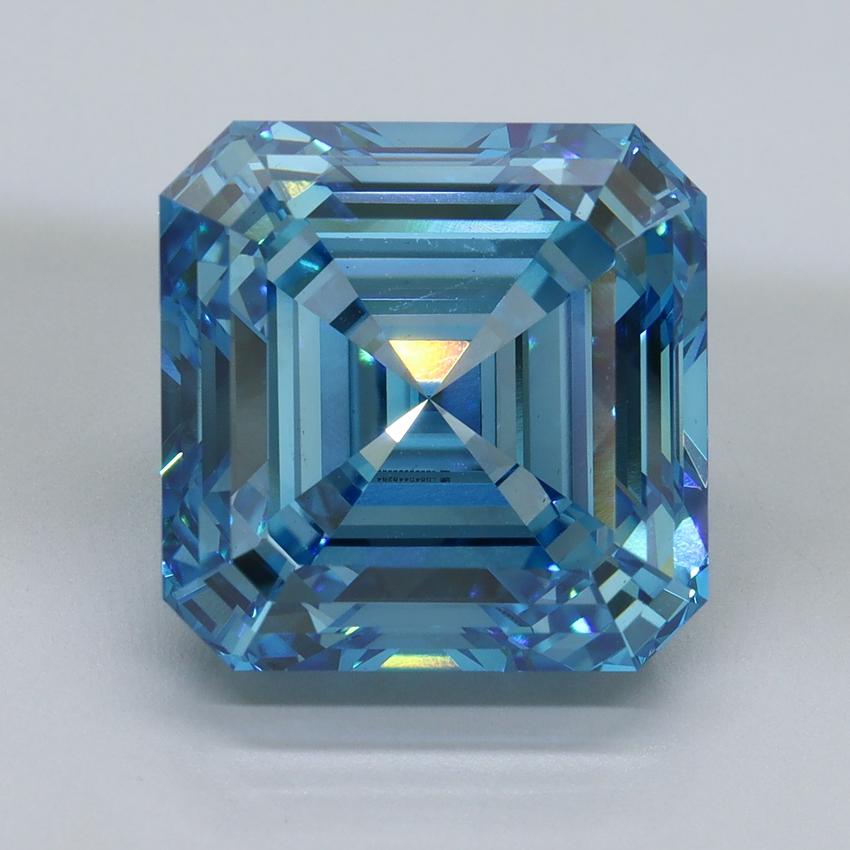 10.44 Ct. Fancy Vivid Malibu Blue Asscher Lab Grown Diamond