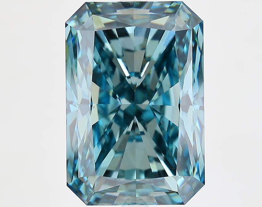 10.30 Ct. Fancy Vivid Greenish Blue Radiant Lab Grown Diamond