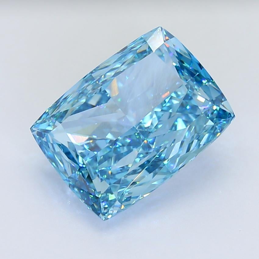 13.20 Ct. Fancy Vivid Blue Cushion Lab Grown Diamond