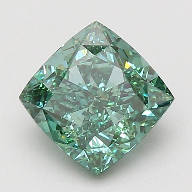 2.07 Ct. Fancy Vivid Green Cushion Lab Grown Diamond