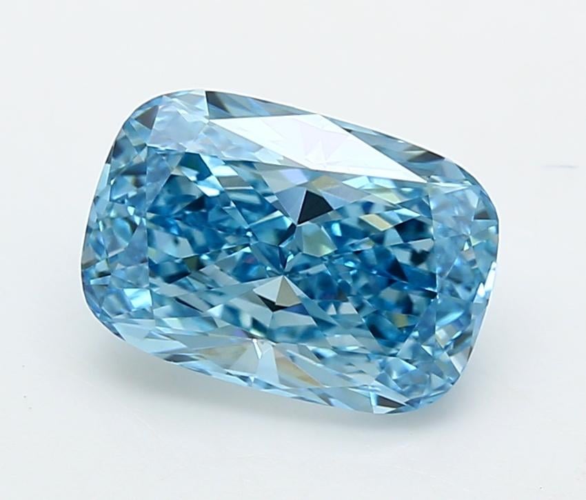 3.56 Ct. Fancy Vivid  Blue Cushion Lab Grown Diamond