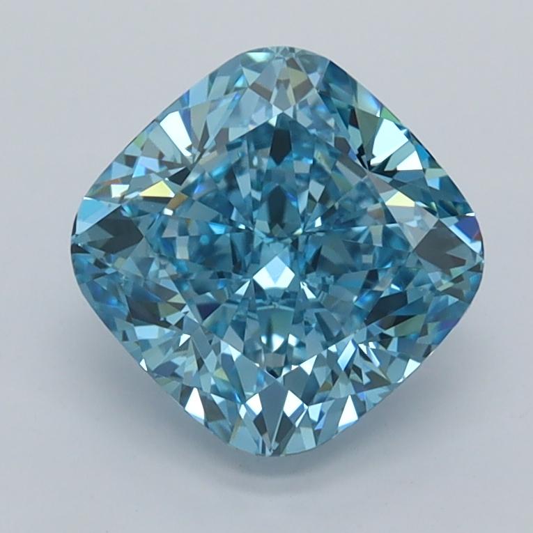 2.03 Ct. Fancy Vivid  Blue Cushion Lab Grown Diamond