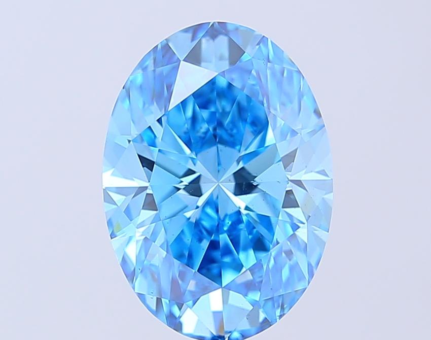 4.04 Ct. Fancy Vivid  Blue Oval Lab Grown Diamond