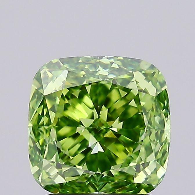 1.50 Ct. Fancy Vivid Green Cushion Lab Grown Diamond