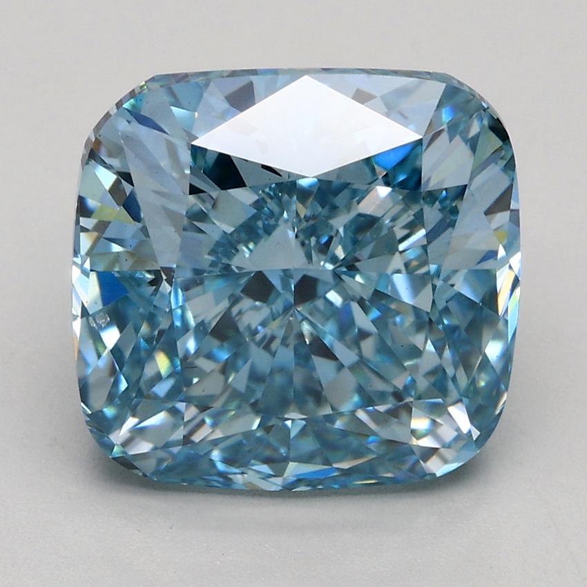3.70 Ct. Fancy Vivid Blue Cushion Lab Grown Diamond