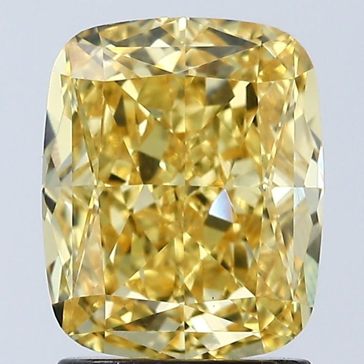 2.04 Ct. Fancy Vivid Yellow Cushion Lab Grown Diamond