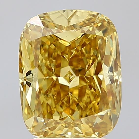 3.01 Ct. Fancy Vivid Yellow Cushion Lab Grown Diamond