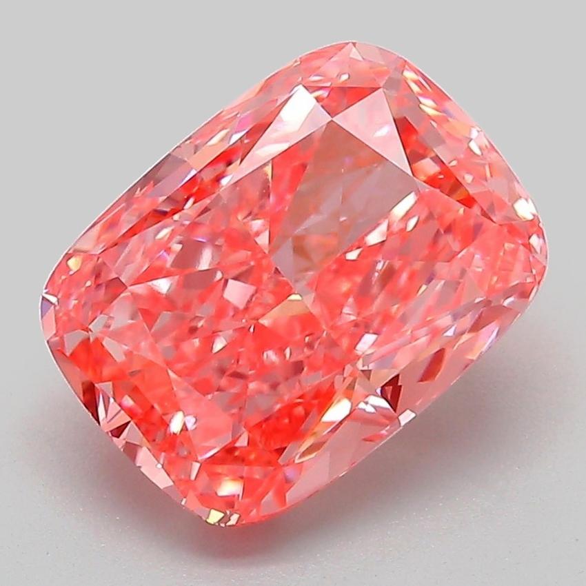 3.18 Ct. Fancy Vivid Pink Cushion Lab Grown Diamond