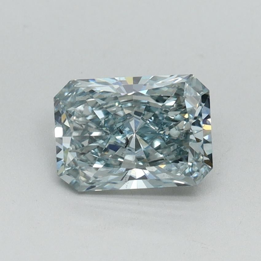 1.22 Ct. Fancy Intense Greenish Blue Radiant Lab Grown Diamond