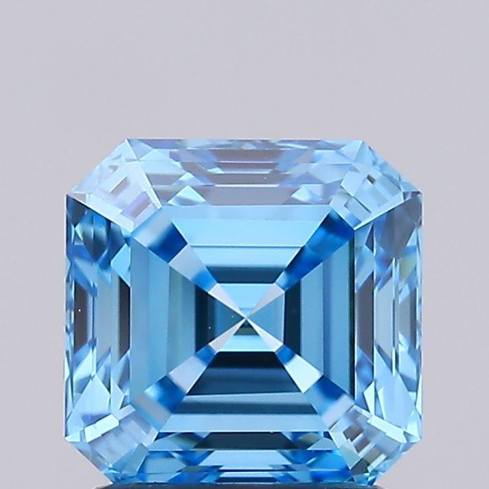 1.50 Ct. Fancy Vivid Blue Asscher Lab Grown Diamond