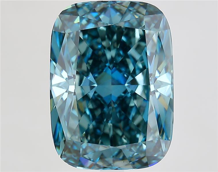 10.15 Ct. Fancy Vivid  Blue Cushion Lab Grown Diamond