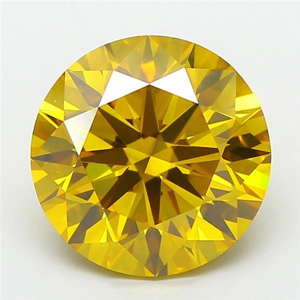 3.59 Ct. Fancy Vivid Yellow Round Lab Grown Diamond