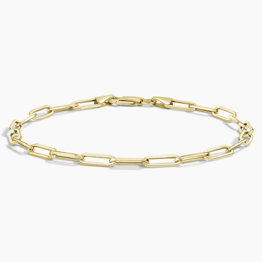 14K Yellow Gold Devon Paperclip Chain Bracelet (Large)