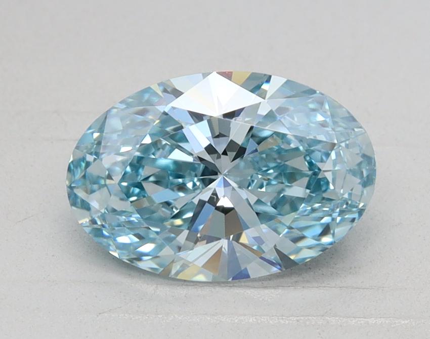 1.23 Ct. Fancy Vivid Greenish Blue Oval Lab Grown Diamond