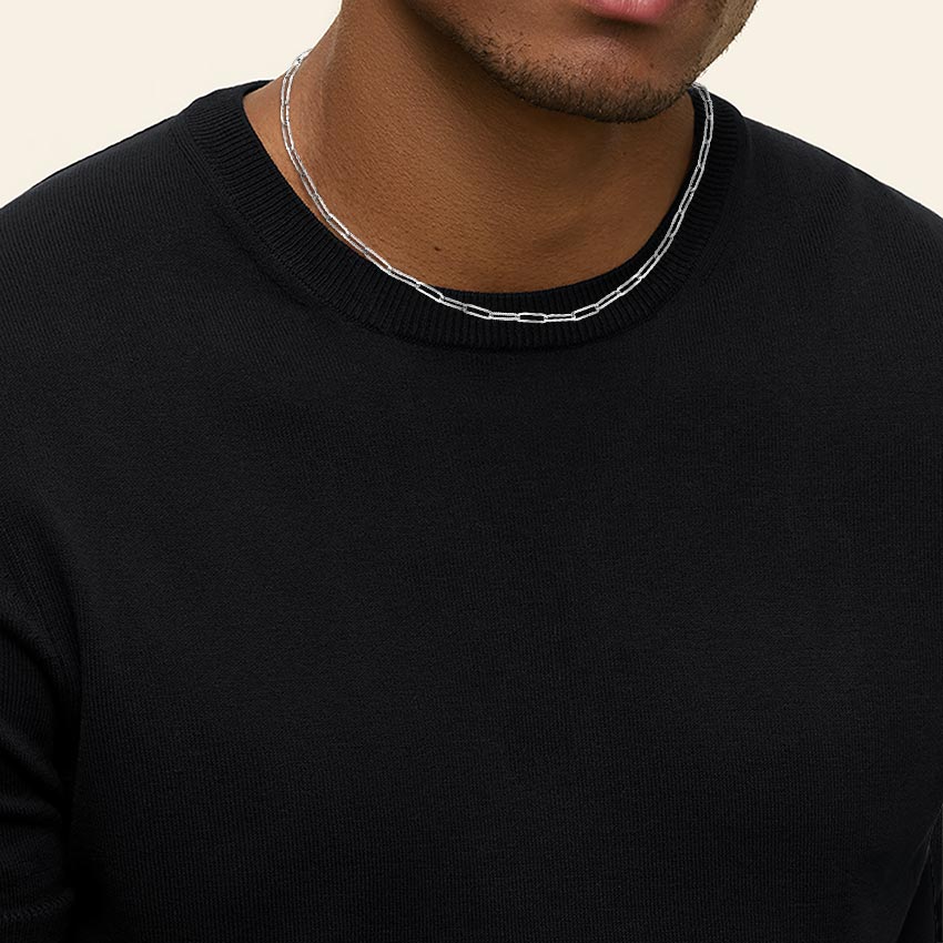 Silver Devon 18 in. Paperclip Chain Necklace (Large)