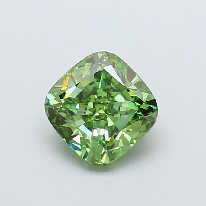 1.51 Ct. Fancy Vivid Green Cushion Lab Grown Diamond