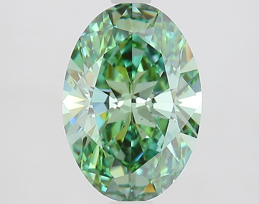 2.10 Ct. Fancy Vivid Green Oval Lab Grown Diamond