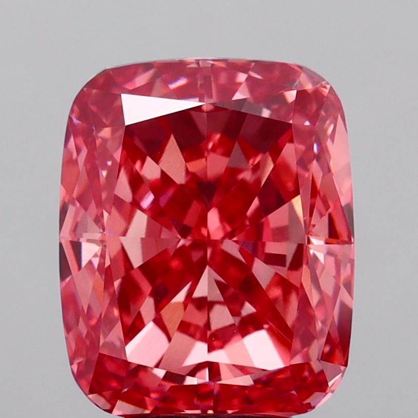 5.09 Ct. Fancy Vivid  Pink Cushion Lab Grown Diamond