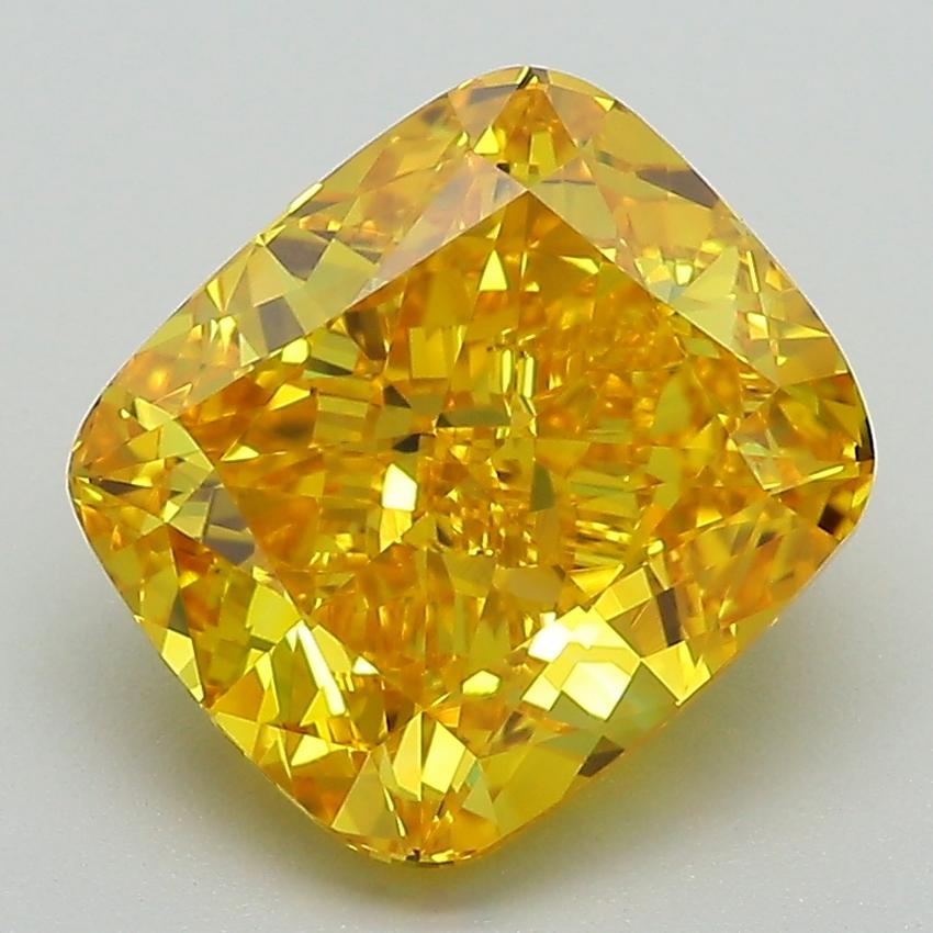 4.03 Ct. Fancy Vivid Yellow Cushion Lab Grown Diamond