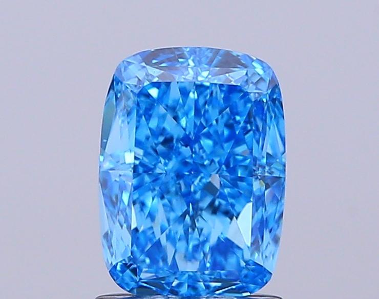 1.52 Ct. Fancy Vivid  Blue Cushion Lab Grown Diamond