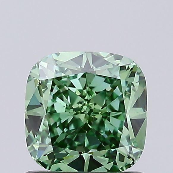 0.90 Ct. Fancy Vivid Green Cushion Lab Grown Diamond