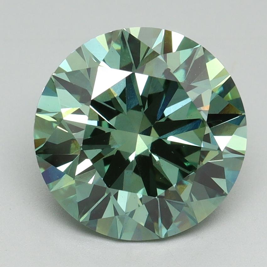 4.19 Ct. Fancy Vivid Green Round Lab Grown Diamond