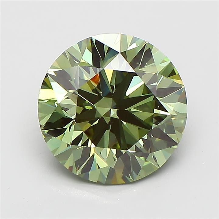 4.03 Ct. Fancy Vivid Green Round Lab Grown Diamond