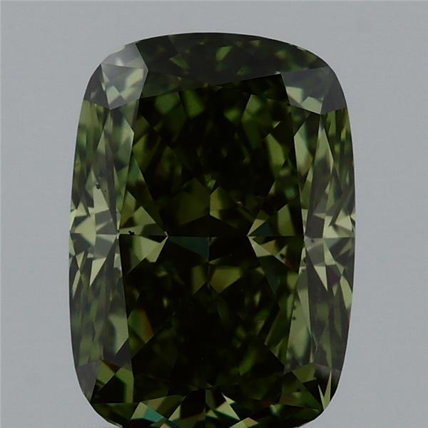 2.00 Ct. Fancy Vivid Green Cushion Lab Grown Diamond