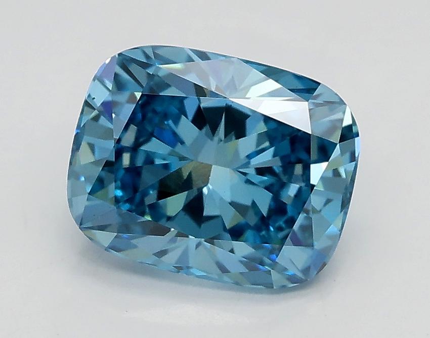 1.53 Ct. Fancy Vivid Blue Cushion Lab Grown Diamond