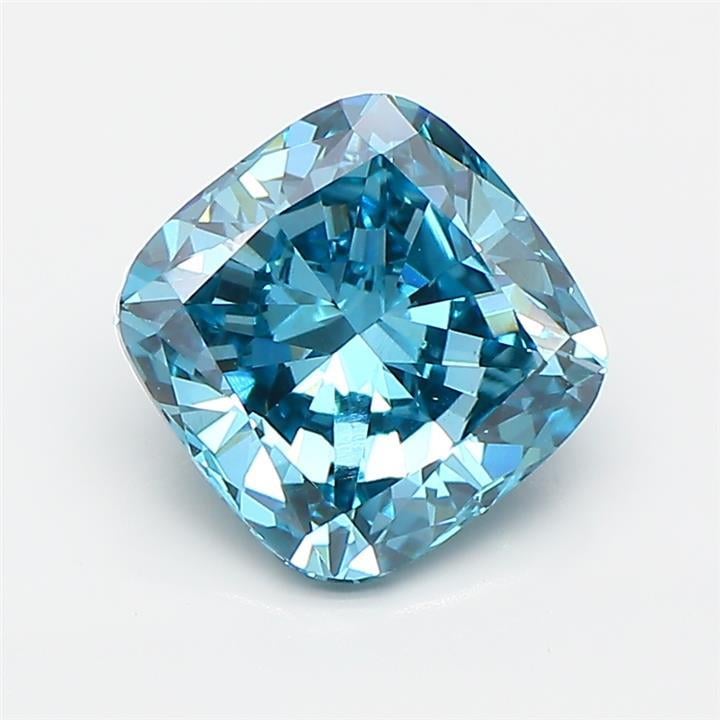 2.01 Ct. Fancy Vivid Blue Cushion Lab Grown Diamond