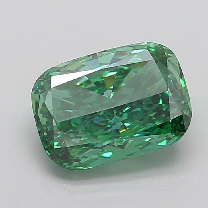 4.88 Ct. Fancy Vivid Green Cushion Lab Grown Diamond