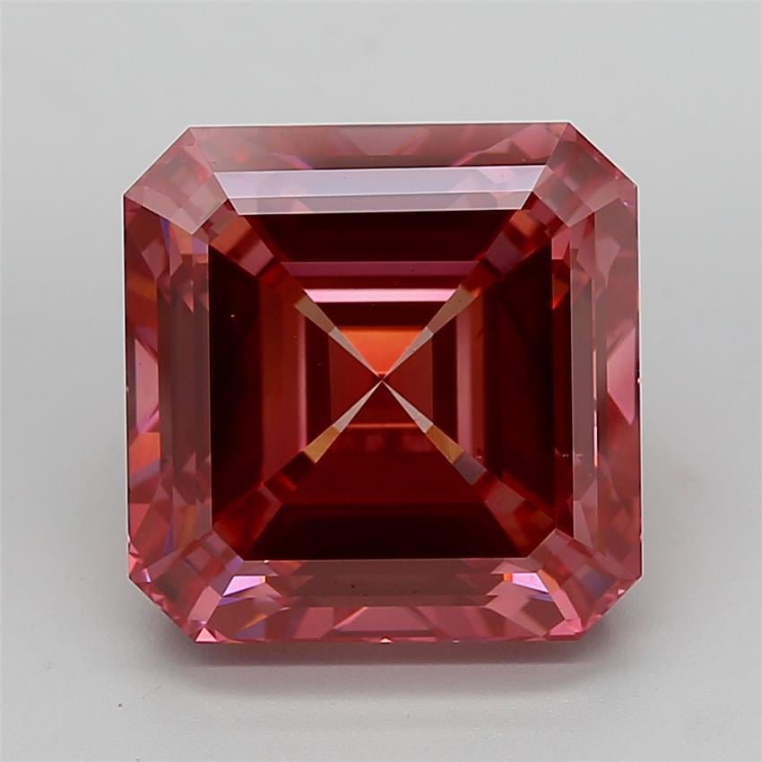 10.84 Ct. Fancy Vivid Pink Asscher Lab Grown Diamond
