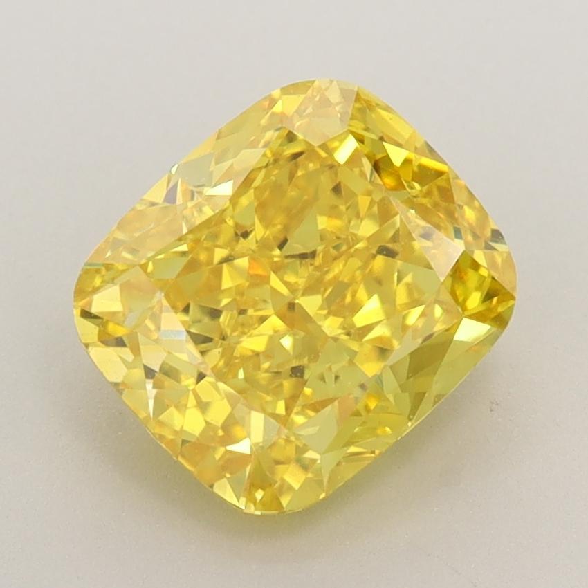 2.26 Ct. Fancy Vivid  Yellow Cushion Lab Grown Diamond