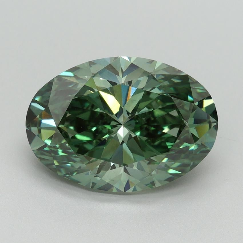 5.00 Ct. Fancy Vivid Green Oval Lab Grown Diamond