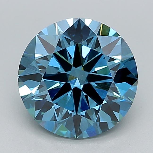 3.18 Ct. Fancy Vivid  Blue Round Lab Grown Diamond