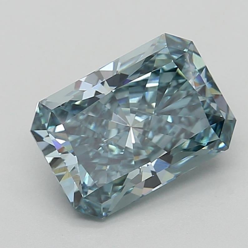 4.06 Ct. Fancy Vivid Greenish Blue Radiant Lab Grown Diamond