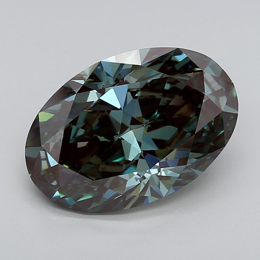 7.51 Ct. Fancy Vivid  Green Oval Lab Grown Diamond