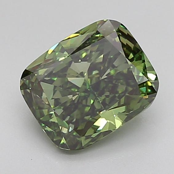 2.51 Ct. Fancy Vivid Green Cushion Lab Grown Diamond