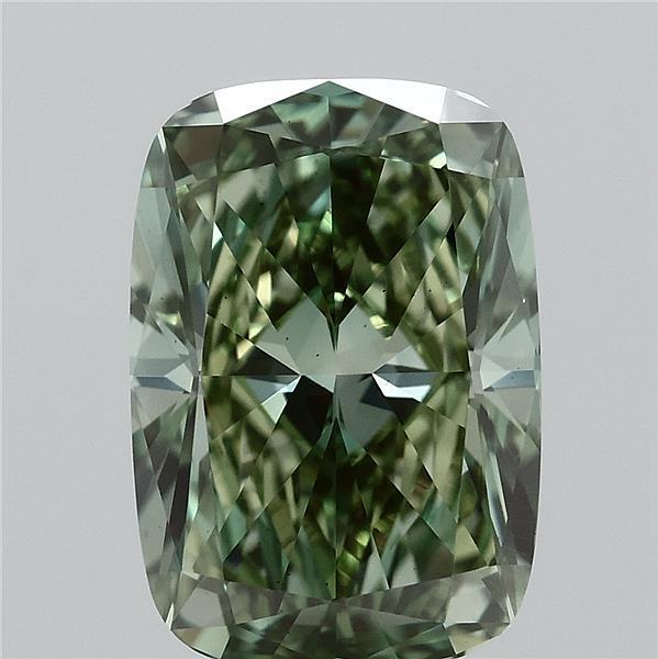 2.46 Ct. Fancy Vivid Green Cushion Lab Grown Diamond