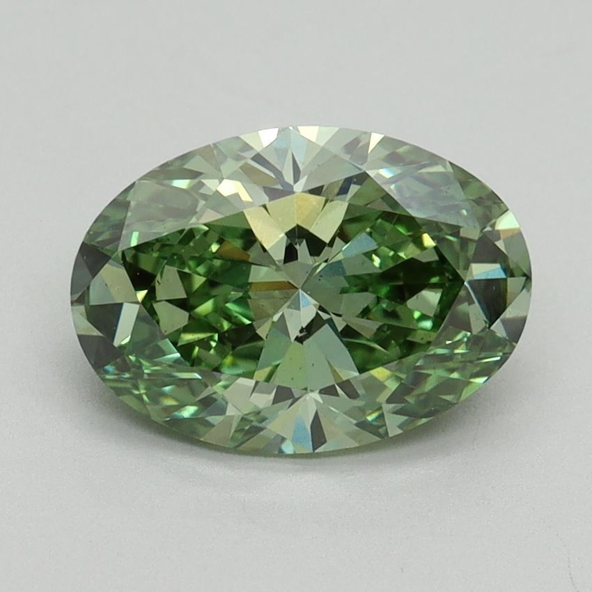 2.14 Ct. Fancy Vivid Green Oval Lab Grown Diamond