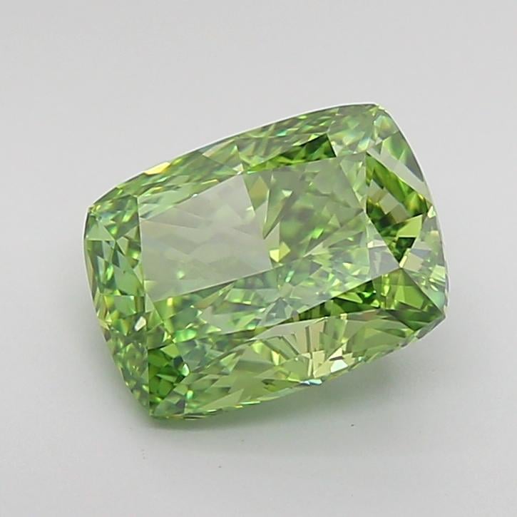 2.54 Ct. Fancy Vivid Green Cushion Lab Grown Diamond