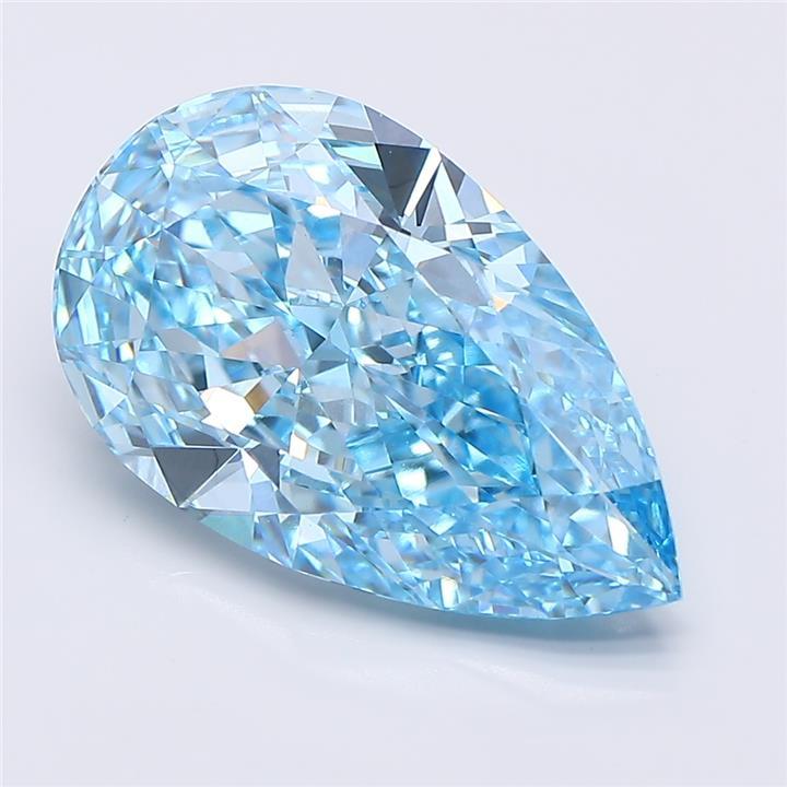 5.57 Ct. Fancy Vivid  Blue Pear Lab Grown Diamond