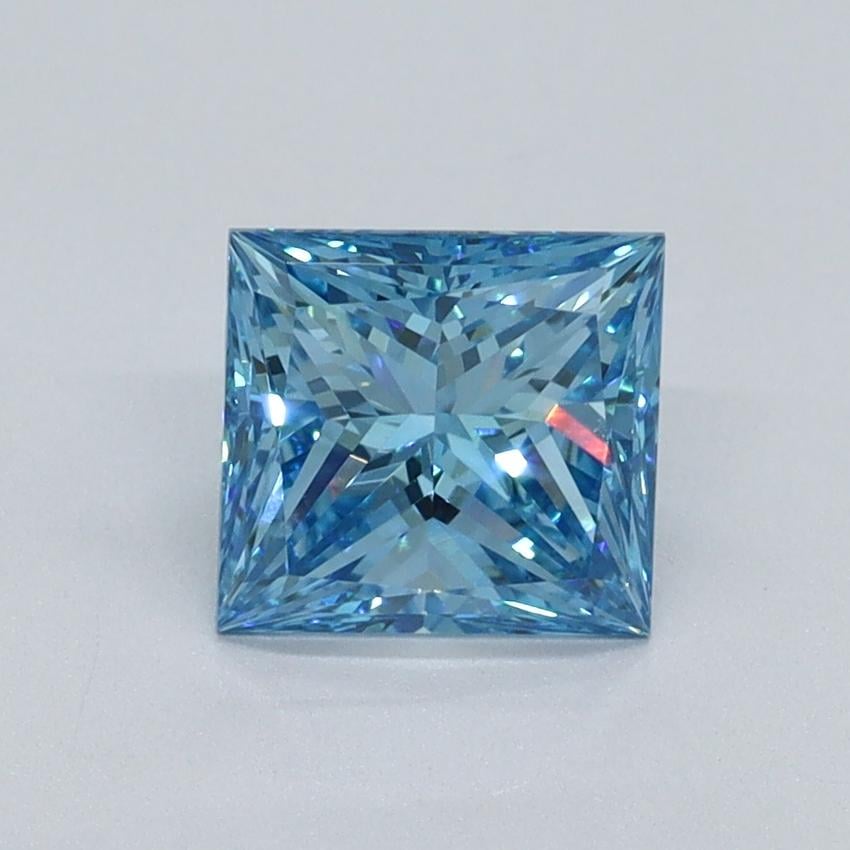 1.12 Ct. Fancy Vivid Malibu Blue Princess Lab Grown Diamond