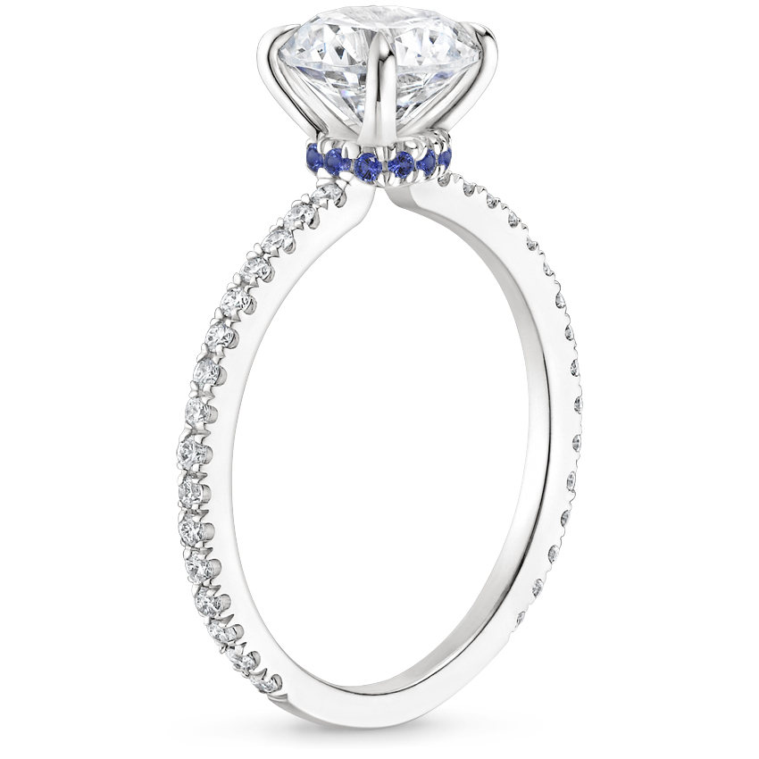 18K White Gold Demi Diamond Ring with Sapphire Accents (1/4 ct. tw.), large side view