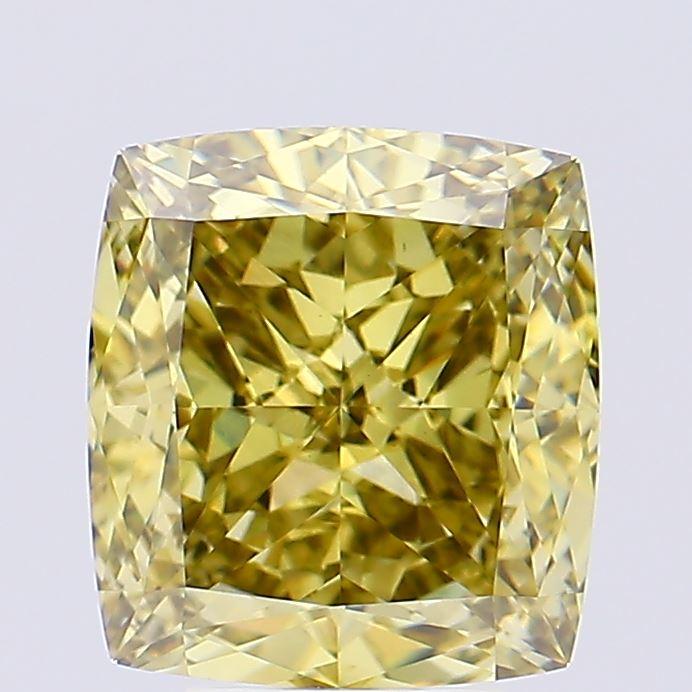 5.53 Ct. Fancy Vivid Yellow Cushion Lab Grown Diamond